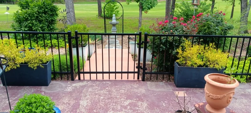 Aluminum ornamental fence and landscaping